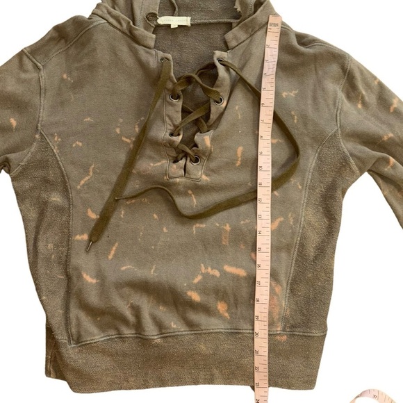 Gilded Intent Army Green Distressed Lace Up Hoodie Women’s Small Grunge Casual - Picture 11 of 12